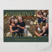 Elegant Christmas Sparkle Photo Collage Christmas Folie Feestdagenkaart (Voorkant)