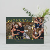 Elegant Christmas Sparkle Photo Collage Christmas Folie Feestdagenkaart (Staand Voorkant)