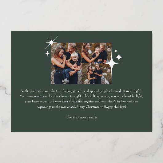 Elegant Christmas Sparkle Photo Collage Christmas Folie Feestdagenkaart (Achterkant)