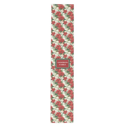 Elegant Christmas Table Runner Red Green Accent Medium Tafelloper (Voorkant)