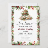 Elegant Christmas Tea Party Floral Bridal Shower Kaart (Voorkant)