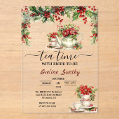 Elegant Christmas Tea Party Floral Vrijgezellenfee Acryl Uitnodigingen (Voorkant)