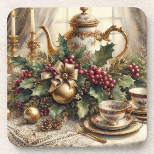 Elegant Christmas Teapot Hard plastic coaster Bier Onderzetter