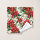 Elegant Christmas Towels Red Green Floral Design Bad Handdoek (Wasdoekje)