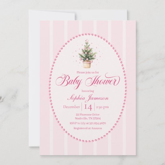Elegant Christmas Tree Baby Shower Invitation Kaart (Voorkant)