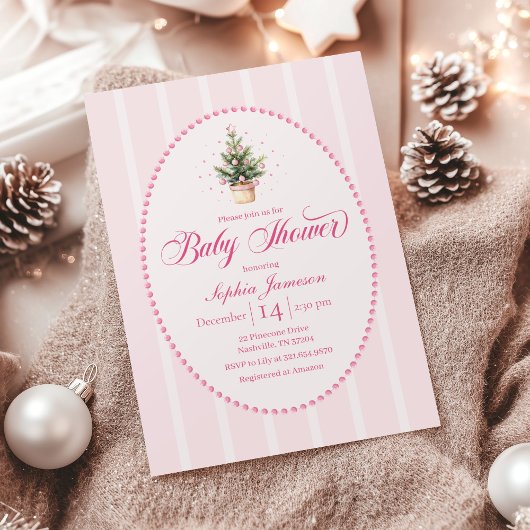 Elegant Christmas Tree Baby Shower Invitation Kaart