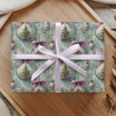 Elegant Christmas Tree & Bauble Watercolor Gift Cadeaupapier