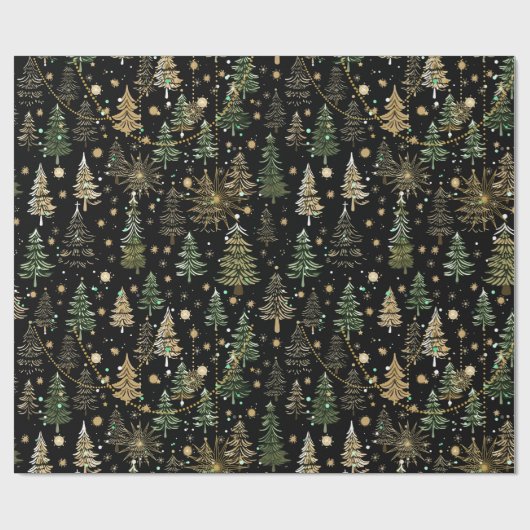Elegant Christmas Tree black Holiday Cadeaupapier (Vlak)