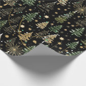 Elegant Christmas Tree black Holiday Cadeaupapier (Hoek)