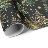 Elegant Christmas Tree black Holiday Cadeaupapier (Rol Hoek)