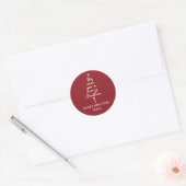 “Elegant Christmas Tree Calligraphy Holiday Ronde Sticker (Envelop)