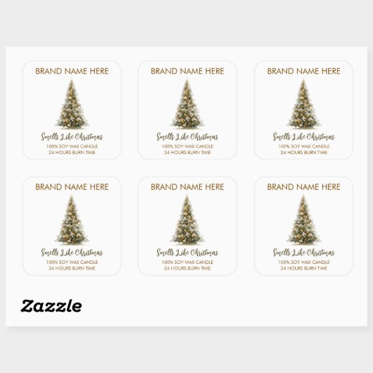 Elegant Christmas Tree Candle Labels (Vel)