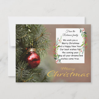 Elegant Christmas Tree Card With Modern Ornaments Bedankkaart