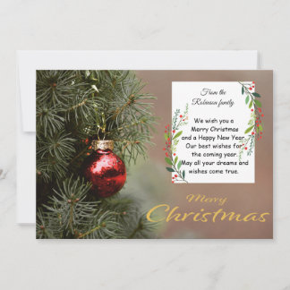 Elegant Christmas Tree Card With Modern Ornaments Kaart