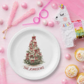 Elegant Christmas Tree Custom Name Paper Plates Papieren Bordje (Feest)