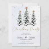 Elegant Christmas Tree Holiday Party Invitation Kaart (Voorkant)