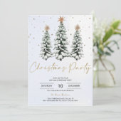 Elegant Christmas Tree Holiday Party Invitation Kaart (Staand voorkant)