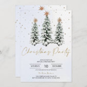 Elegant Christmas Tree Holiday Party Invitation Kaart (Voorkant / Achterkant)