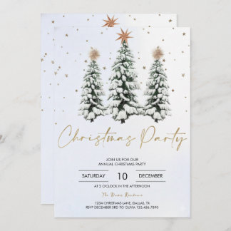 Elegant Christmas Tree Holiday Party Invitation Kaart
