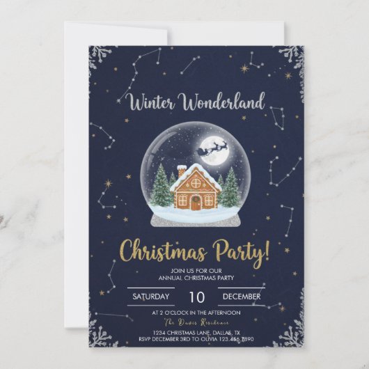 Elegant Christmas Tree Holiday Party Invitation Kaart (Voorkant)
