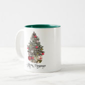 Elegant Christmas Tree Holiday Tweekleurige Koffiemok (Voorkant links)