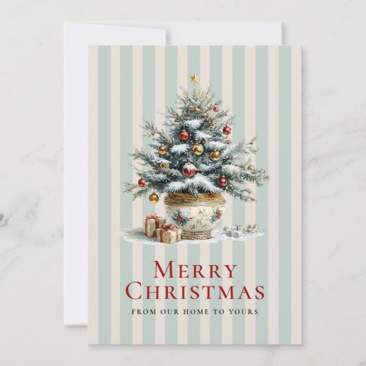 Elegant Christmas Tree in Porcelain Pot Feestdagenkaart (Voorkant)
