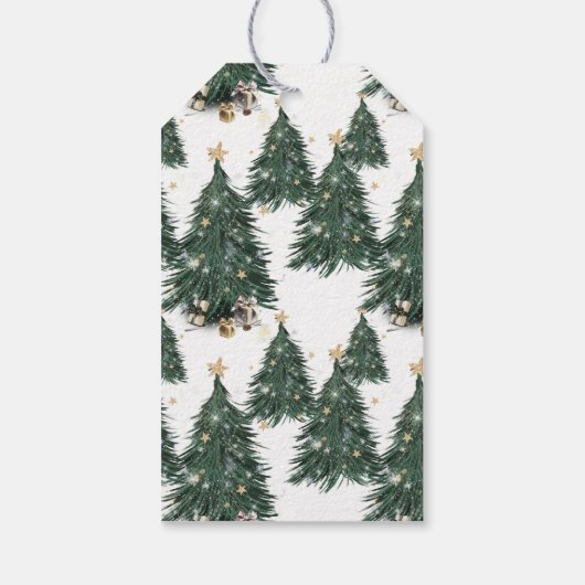 Elegant Christmas Tree Merry Christmas Cadeaulabel (Achterkant)