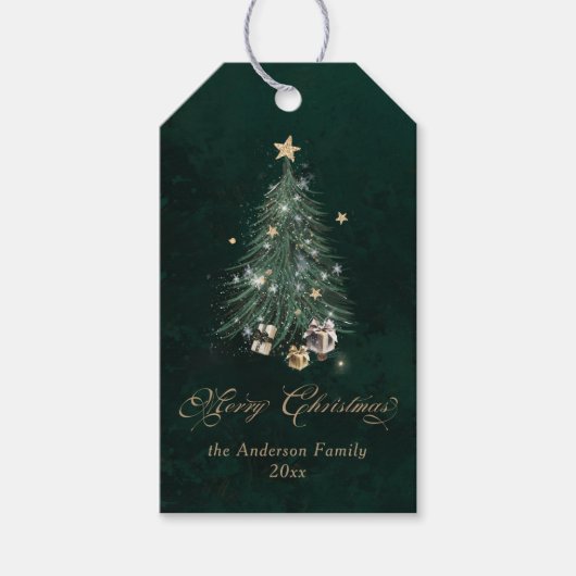 Elegant Christmas Tree Merry Christmas Cadeaulabel (Voorkant)