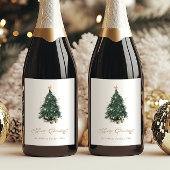 Elegant Christmas Tree Merry Christmas Wijn Etiket