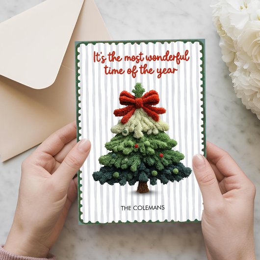 Elegant Christmas tree non photo green blue Feestdagenkaart