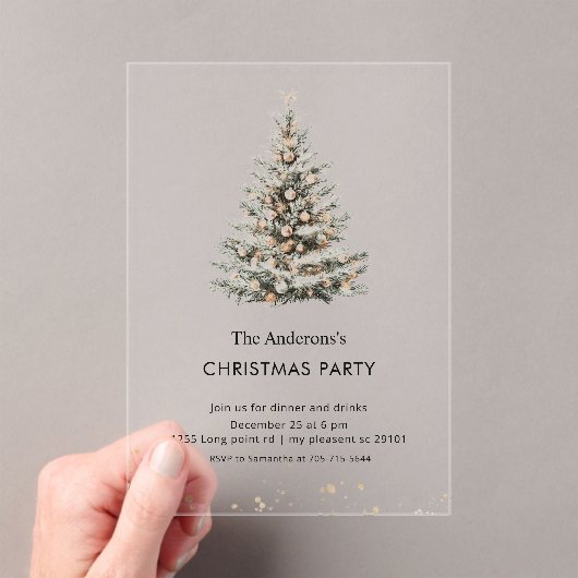 Elegant Christmas Tree Party Acryl Uitnodigingen (Insitu (Draagbaar))