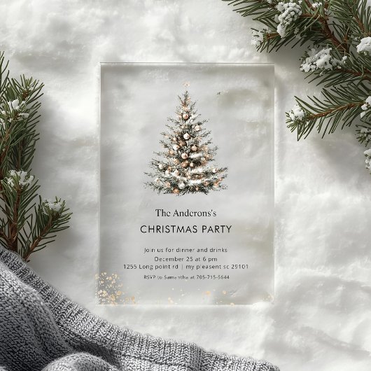 Elegant Christmas Tree Party Acryl Uitnodigingen