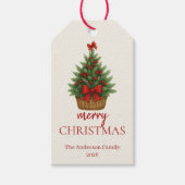 Elegant Christmas Tree – Red Ribbon  Cadeaulabel (Voorkant)