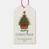 Elegant Christmas Tree – Red Ribbon  Cadeaulabel (Voorkant)