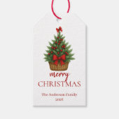 Elegant Christmas Tree – Red Ribbon  Cadeaulabel (Voorkant)
