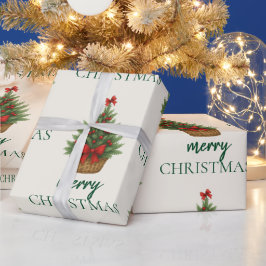 Elegant Christmas Tree – Red Ribbon  Cadeaupapier