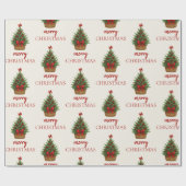Elegant Christmas Tree – Red Ribbon  Cadeaupapier (Vlak)