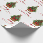 Elegant Christmas Tree – Red Ribbon  Cadeaupapier (Hoek)