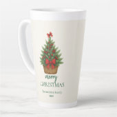 Elegant Christmas Tree – Red Ribbon  Latte Mok (Linkerhoek)
