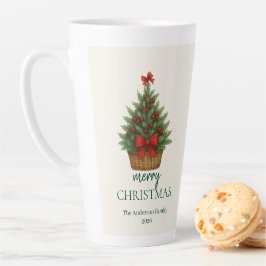 Elegant Christmas Tree – Red Ribbon  Latte Mok