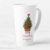 Elegant Christmas Tree – Red Ribbon  Latte Mok (Rechterhoek)