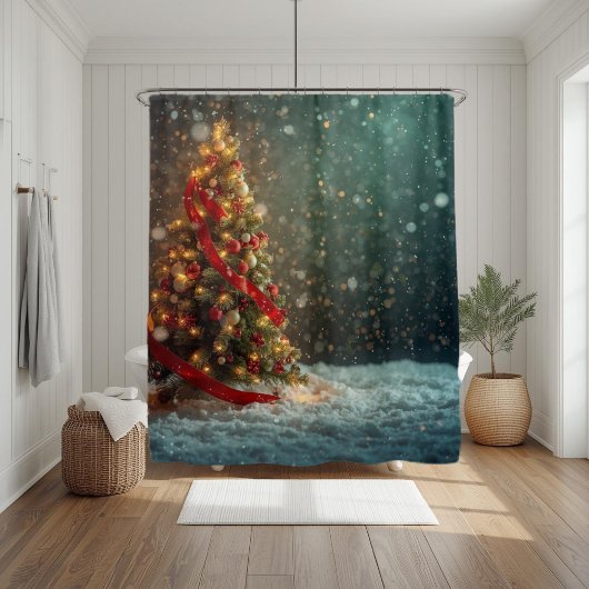 Elegant Christmas Tree Shower Curtain  Douchegordijn