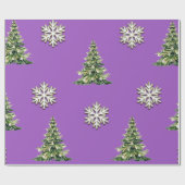 Elegant Christmas Tree & Snowflake Wrapping Paper Cadeaupapier (Vlak)