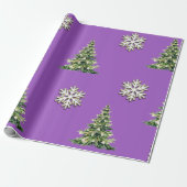 Elegant Christmas Tree & Snowflake Wrapping Paper Cadeaupapier (Uitgerold)
