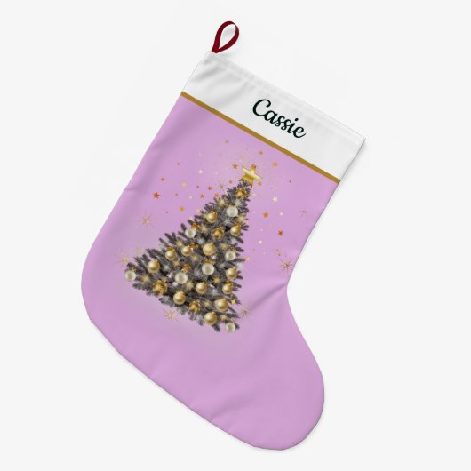 Elegant Christmas Tree Stocking – Classic Design Grote Kerstsok (Voorkant (Hangend))