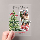 Elegant Christmas tree two photos personalized Acryl Uitnodigingen (Insitu (Draagbaar))