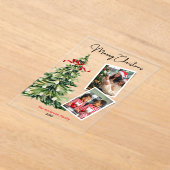 Elegant Christmas tree two photos personalized Acryl Uitnodigingen (Laagn)