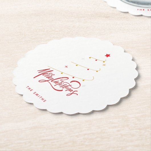 Elegant Christmas Tree Typography Script Kartonnen Onderzetters (Gekanteld)