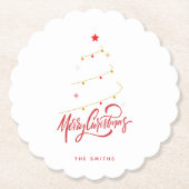 Elegant Christmas Tree Typography Script Kartonnen Onderzetters (Voorkant)
