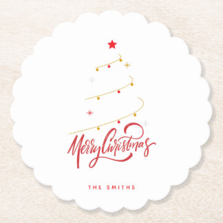 Elegant Christmas Tree Typography Script  Kartonnen Onderzetters